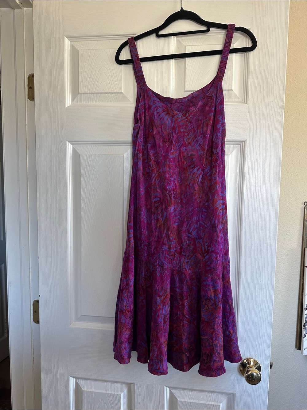 Purple Floral Slip Dress with Flared Hem
